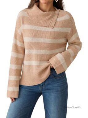 Striped Turtleneck Knit Pullover Sweater for Women Fall Winter